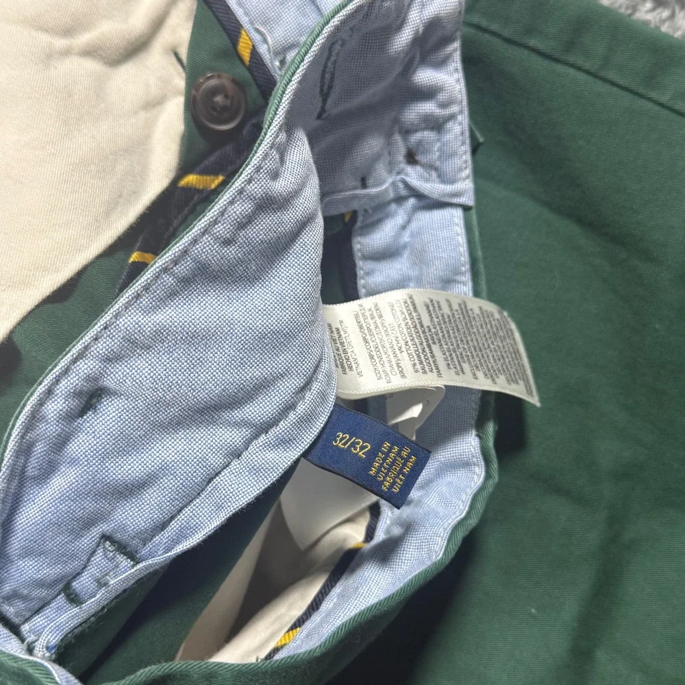 Polo Ralph Lauren Chino Pants Mens 32x32 Green Stretch Straight Fit Cotton Twill
